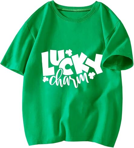 Toddler St Patricks Day Shirt Boys Girls Green Lucky Shamrock Clover Tees Kids Short Sleeve Saint Patrick's Tops 2-7 Years in Saudi Arabia