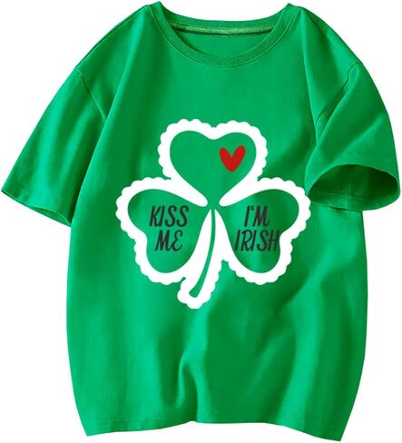 Toddler St Patricks Day Shirt Boys Girls Green Lucky Shamrock Clover Tees Kids Short Sleeve Saint Patrick's Tops 2-7 Years in Saudi Arabia