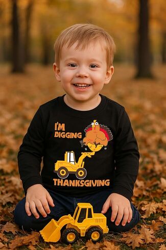 تي شيرت Tstars Kids Turkey Tractor - تي شيرت بأكمام طويلة مطبوع عليه I'm Digging Thanksgiving للأطفال الصغار والأولاد والبنات in Saudi Arabia