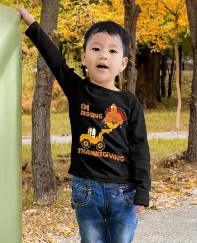 تي شيرت Tstars Kids Turkey Tractor - تي شيرت بأكمام طويلة مطبوع عليه I'm Digging Thanksgiving للأطفال الصغار والأولاد والبنات in Saudi Arabia