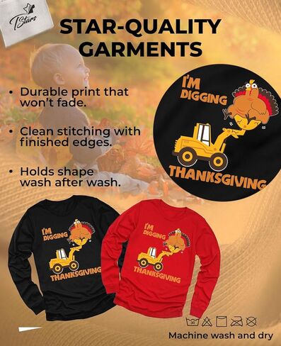 تي شيرت Tstars Kids Turkey Tractor - تي شيرت بأكمام طويلة مطبوع عليه I'm Digging Thanksgiving للأطفال الصغار والأولاد والبنات in Saudi Arabia