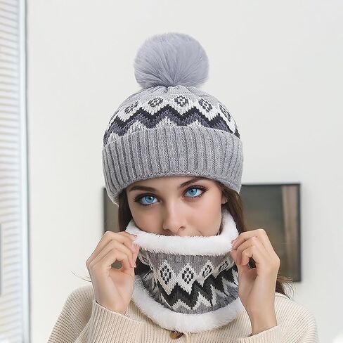 Winter Knitted Beanie Hats Scarf Set for Women in Saudi Arabia