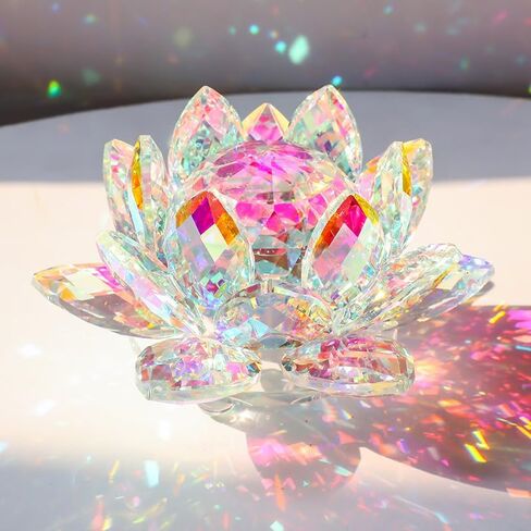 1 PC Crystal Lotus Flower, Multi-Colored Glass Decoration for Home and Meditation Room,Pink in Saudi Arabia