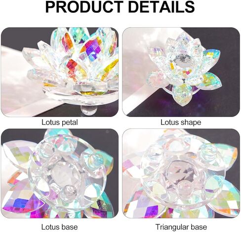 1 PC Crystal Lotus Flower, Multi-Colored Glass Decoration for Home and Meditation Room,Pink in Saudi Arabia