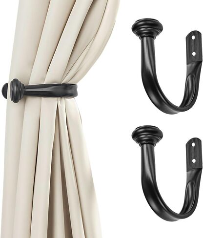 Silver Nickel Curtain Tiebacks - Modern Wall-Mounted Holdbacks, Durable Curtain Hooks for Drapes & Window Treatments, Elegant Curtain Holders for Wall,2 Pack in Kuwait