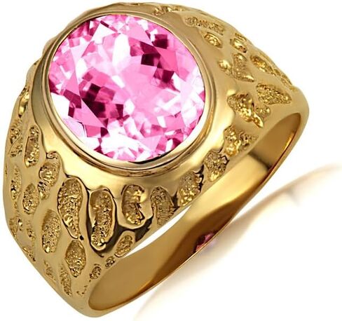 Solid 14k Yellow Gold Oval Personalized Birthstone Dragon Scales Nugget Ring in Saudi Arabia