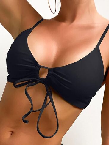 Fanuerg Women's Triangle Bikini Tops Adjustable Tie Front Swimsuit Top String Bathing Suit Tops Only in Saudi Arabia