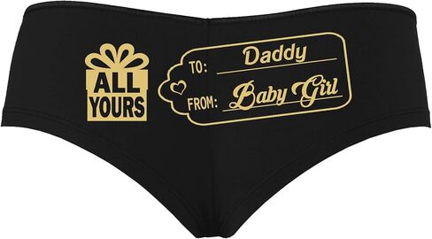 Knaughty Knickers To Daddy From BabyGirl Baby Girl Tag Black Boyshort Panties in Saudi Arabia