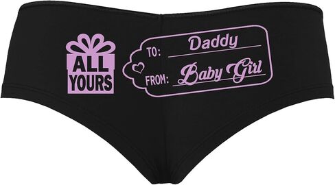 Knaughty Knickers To Daddy From BabyGirl Baby Girl Tag Black Boyshort Panties in Saudi Arabia