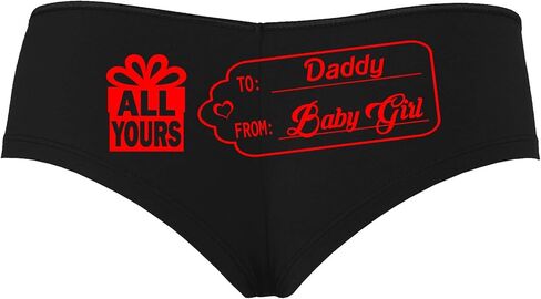 Knaughty Knickers To Daddy From BabyGirl Baby Girl Tag Black Boyshort Panties in Saudi Arabia