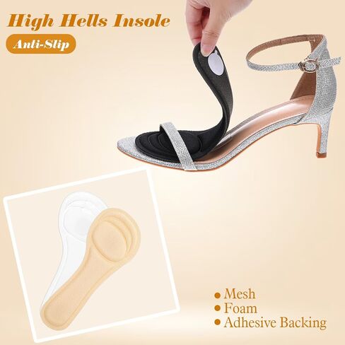 4 Pairs High Heel Inserts for Women, 3/4 inch Length High Heel Inserts, Shock-Absorbing Shoe Insoles Women, Self-Adhesive Shoe Insole for Women's 5-9 Highs Heels, Open Toes, Flats, and Sandals in Saudi Arabia