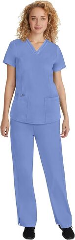 Healing Hands Scrub Set for Women with 5 Pockets, V-Neck Scrub Top 2278, and Taylor Pants 9095 with 2-Way Stretch Technology,White - M Top/M Pant in Saudi Arabia