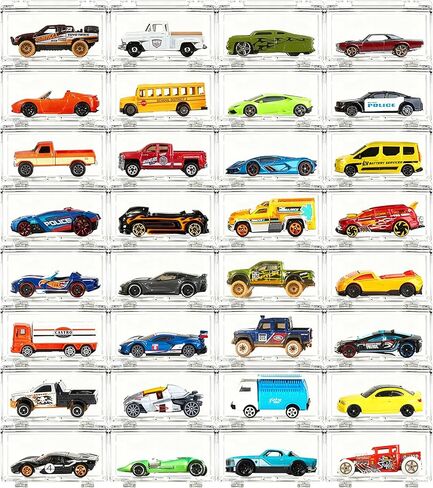 حالة عرض العجلات الساخنة: تخزين سيارة قابلة للتكديس ، منظم شفاف لـ Matchbox & Hot Wheels 1/64 Scale Diecast Cars (32 حزمة ، حالة واضحة فقط) in Kuwait
