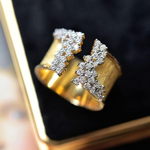 1pc Luxury Micro Paved Zircon Open Ring Fashionable Unique Gifts for Men and Women Perfect for Date Night and Party Wear Elegant Jewelry Accessories in Saudi Arabia