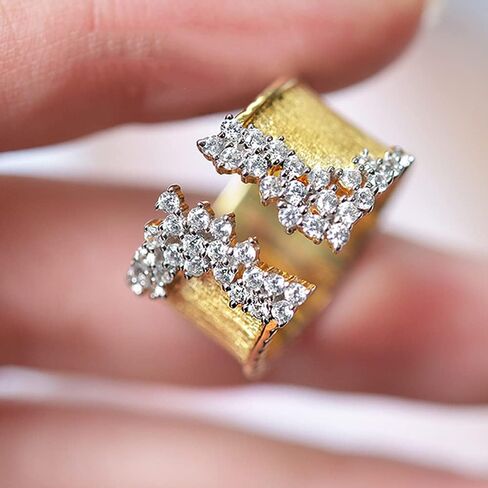 1pc Luxury Micro Paved Zircon Open Ring Fashionable Unique Gifts for Men and Women Perfect for Date Night and Party Wear Elegant Jewelry Accessories in Saudi Arabia