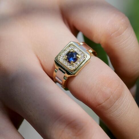 Watch Shaped Two Tone Design Rings for Men Fashion Wedding Band Accessories in Saudi Arabia