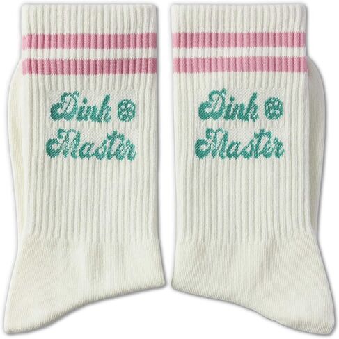 Pickleball Striped Socks， Retro Color Athletic Crew Socks for Court Lovers in Saudi Arabia