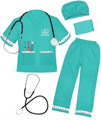 زي طبيب أسنان من نوع APHILE للأطفال ، مجموعة ألعاب الأزياء الطبيب للأطفال ، زي يوم الوظيفي لبن الفتيات الفتيات in Kuwait