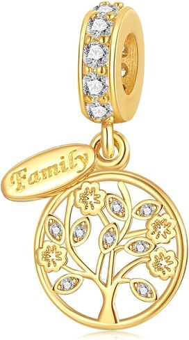 Gold Family Tree Charms for Bracelets and Necklaces 925 Sterling Silver Family Love Pendant Bead Birthday Valentine's Day Jewelry Gifts for Women in Saudi Arabia