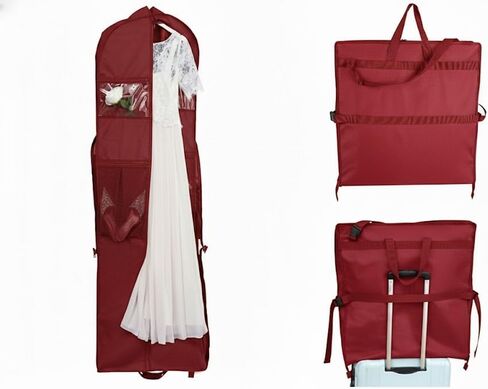 72" Wedding Dress Garment Bag - Accessory Pockets - Shoulder Strap - Attaches to Suitcase – Waterproof – Trifold – Designed for Full Skirts – Sturdy Carry Handle – Ideal for Travel in Saudi Arabia