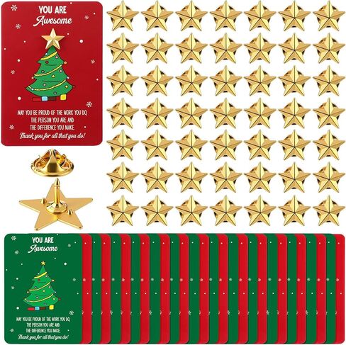 Christmas Employee Appreciation Gifts Star Pin Inspirational Greeting Card for Coworker Teacher Recognition in Saudi Arabia