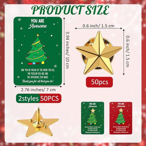 Christmas Employee Appreciation Gifts Star Pin Inspirational Greeting Card for Coworker Teacher Recognition in Saudi Arabia
