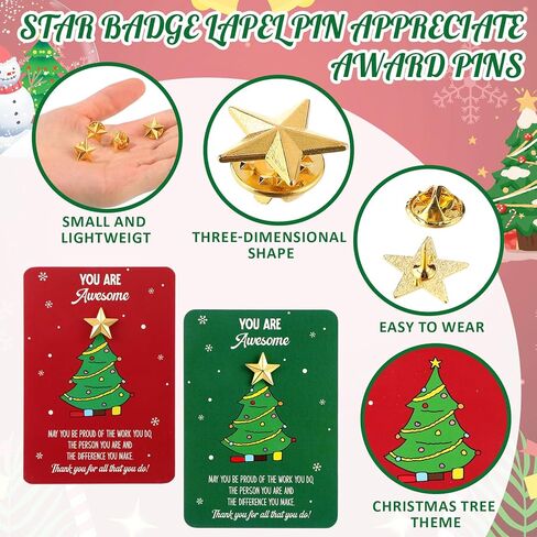 Christmas Employee Appreciation Gifts Star Pin Inspirational Greeting Card for Coworker Teacher Recognition in Saudi Arabia