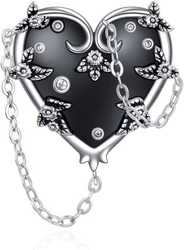 MONGAS Witches Heart Pin Brooch Sterling Silver Witch Black Brooch Pin Gothic Heart Jewelry Gifts for Women in Saudi Arabia