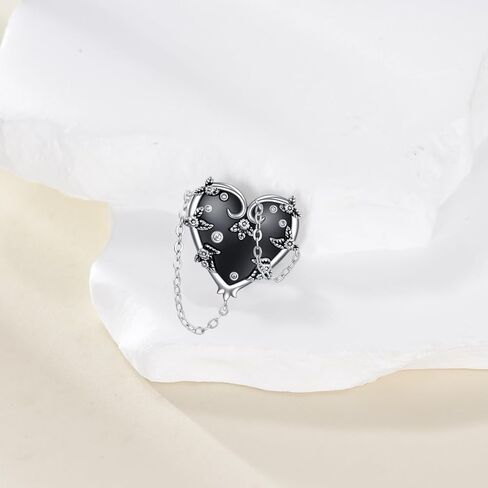 MONGAS Witches Heart Pin Brooch Sterling Silver Witch Black Brooch Pin Gothic Heart Jewelry Gifts for Women in Saudi Arabia