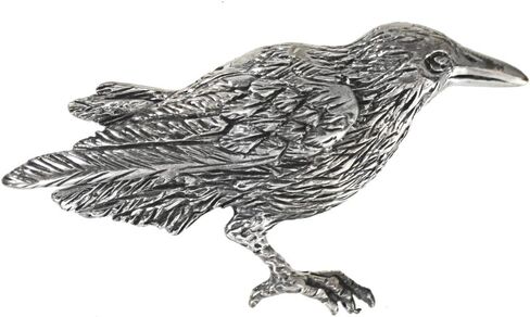 Sterling Silver Crow Raven Brooch Pin; 1 7/8" Long in Saudi Arabia