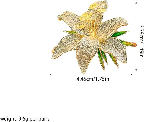 بروش زهرة الزنبق الفاخرة للنساء متألقة بالألماس الكامل دبوس الأزهار خمر فستان الزفاف طية صدر السترة المجوهرات in Kuwait