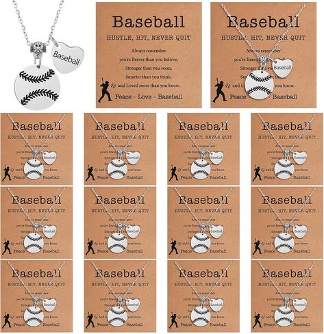 12 Sets Softball Necklace Team Gifts for Women, Softball Pendant Jewelry Sport Necklace with Inspirational Card and OPP Bags for Softball Team Gifts Stuffs Softball Party Favors in Kuwait