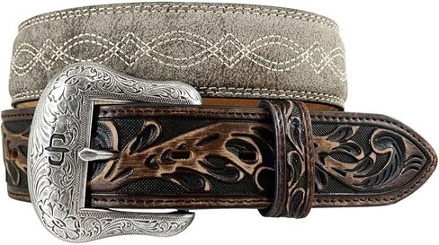 Stetson Men's Leather Belt w/Double Western Stitch, Vintage/Taupe in Saudi Arabia