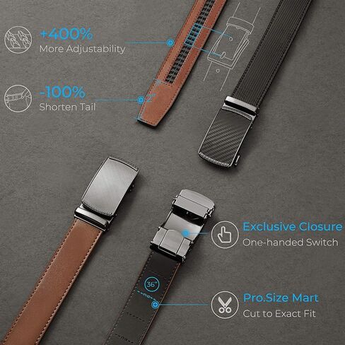 Men's Ratchet Leather Belt Leather 1 3/8" for Casual Golf Dress Pants Shirts, Adjustable Fit, Comfortable and Easy To Use in Saudi Arabia