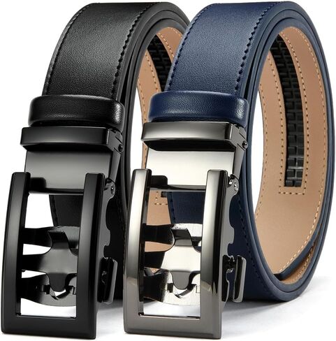 Leather Ratchet Belt Men - 2 Pack-Click Mens Belts Casual Accessories for Every Occasion (35mm) in Saudi Arabia
