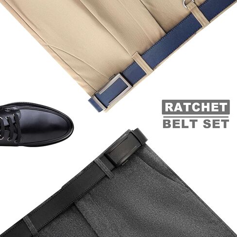 Leather Ratchet Belt Men - 2 Pack-Click Mens Belts Casual Accessories for Every Occasion (35mm) in Saudi Arabia