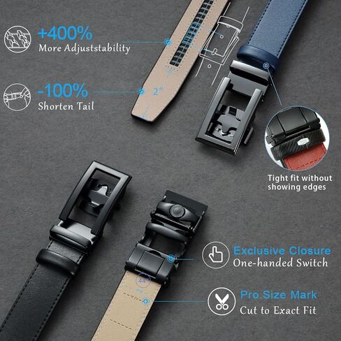 Leather Ratchet Belt Men - 2 Pack-Click Mens Belts Casual Accessories for Every Occasion (35mm) in Saudi Arabia