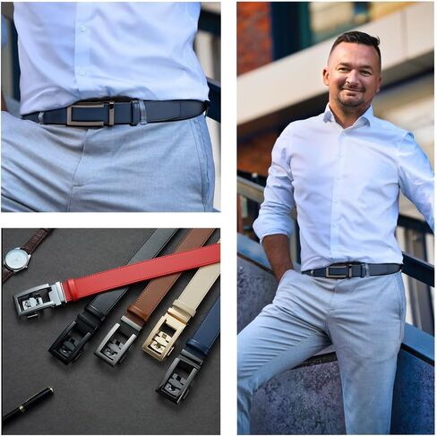 Leather Ratchet Belt Men - 2 Pack-Click Mens Belts Casual Accessories for Every Occasion (35mm) in Saudi Arabia