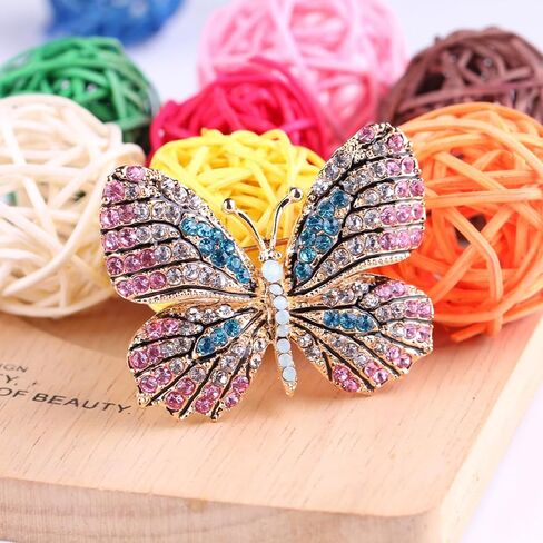 Delicate Butterfly Rhinestone Brooch Pin - Glittering Crystal Butterfly Brooch Pin for Women and Girls in Saudi Arabia