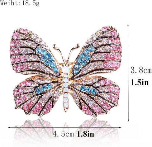Delicate Butterfly Rhinestone Brooch Pin - Glittering Crystal Butterfly Brooch Pin for Women and Girls in Saudi Arabia