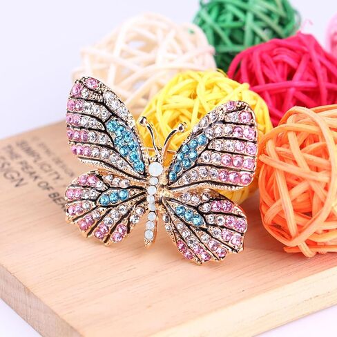 Delicate Butterfly Rhinestone Brooch Pin - Glittering Crystal Butterfly Brooch Pin for Women and Girls in Saudi Arabia