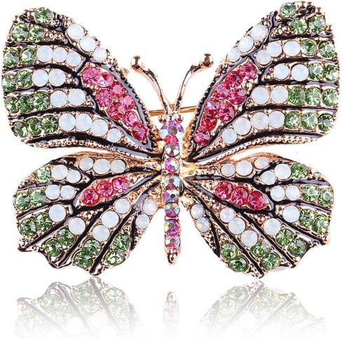 Delicate Butterfly Rhinestone Brooch Pin - Glittering Crystal Butterfly Brooch Pin for Women and Girls in Saudi Arabia