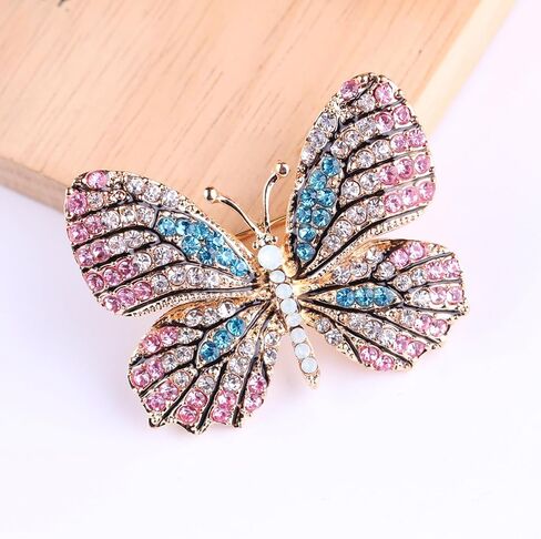 Delicate Butterfly Rhinestone Brooch Pin - Glittering Crystal Butterfly Brooch Pin for Women and Girls in Saudi Arabia