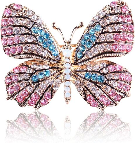 Delicate Butterfly Rhinestone Brooch Pin - Glittering Crystal Butterfly Brooch Pin for Women and Girls in Saudi Arabia