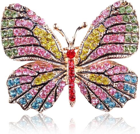 Delicate Butterfly Rhinestone Brooch Pin - Glittering Crystal Butterfly Brooch Pin for Women and Girls in Saudi Arabia