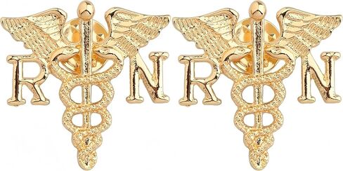 2Pcs Medical Symbol Caduceus Stethoscope RN Nursing Badge Brooches Lapel Pin for Registered Nurse Doctor Rod of Asclepius Emergency Brooch Jewelry Gifts in Saudi Arabia