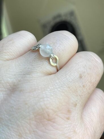 Selenite 6mm Bead Ring in Stainless Steel- Silver-Bronze-Copper- Black Iron-Titanium-Niobium-14K Gold-14K Rose Gold Hand Hammered Ring Sizes 4-16 in Saudi Arabia