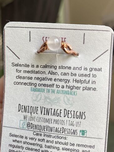 Selenite 6mm Bead Ring in Stainless Steel- Silver-Bronze-Copper- Black Iron-Titanium-Niobium-14K Gold-14K Rose Gold Hand Hammered Ring Sizes 4-16 in Saudi Arabia