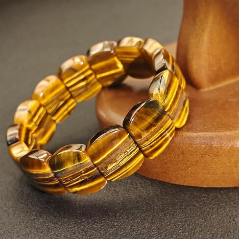 Yellow Tiger Eye Stone Bracelet Natural Crystal Stretch Bracelet Gift for Men Christmas Birthday Energy Healing Bring Happiness Luck Wealth in Saudi Arabia