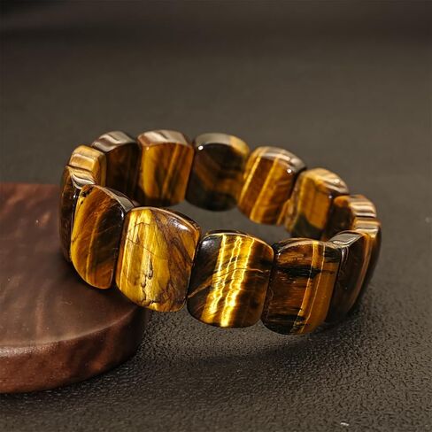 Yellow Tiger Eye Stone Bracelet Natural Crystal Stretch Bracelet Gift for Men Christmas Birthday Energy Healing Bring Happiness Luck Wealth in Saudi Arabia